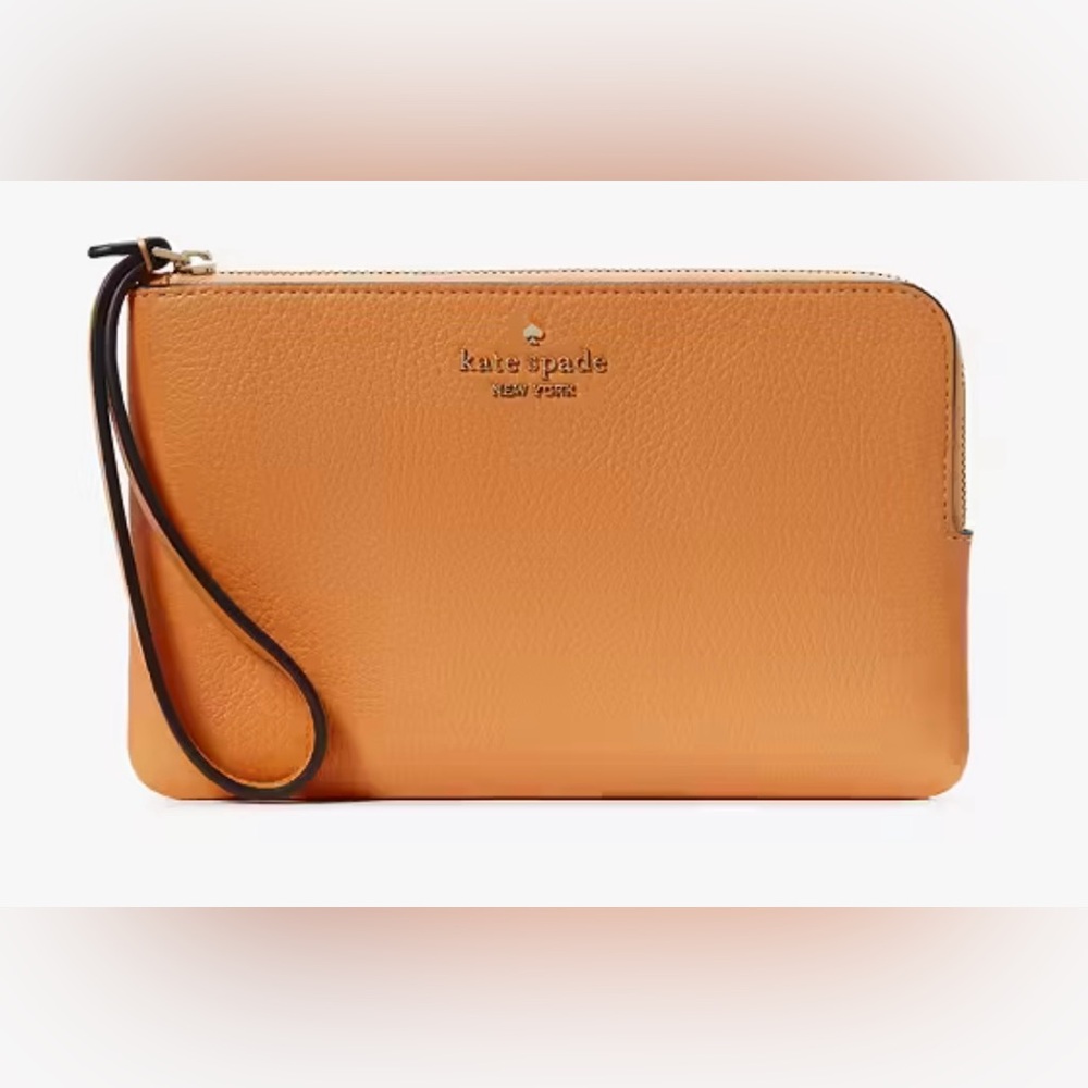 NWT KATE SPADE- Leila Medium L-Zip Wristlet. ORANGE CREAM